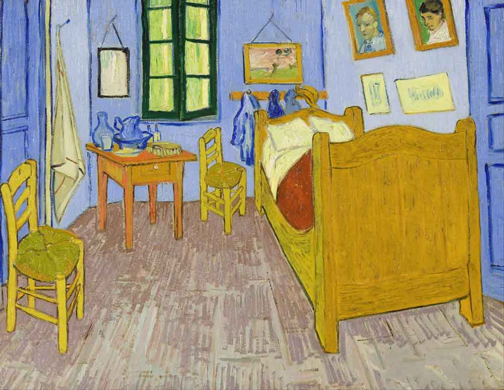 Dormitorio en Arles, pintado por Van Gogh.