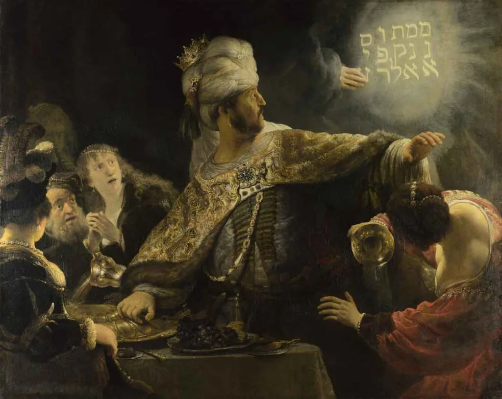 El Festín de Baltasar es un cuadro famoso de Rembrandt.