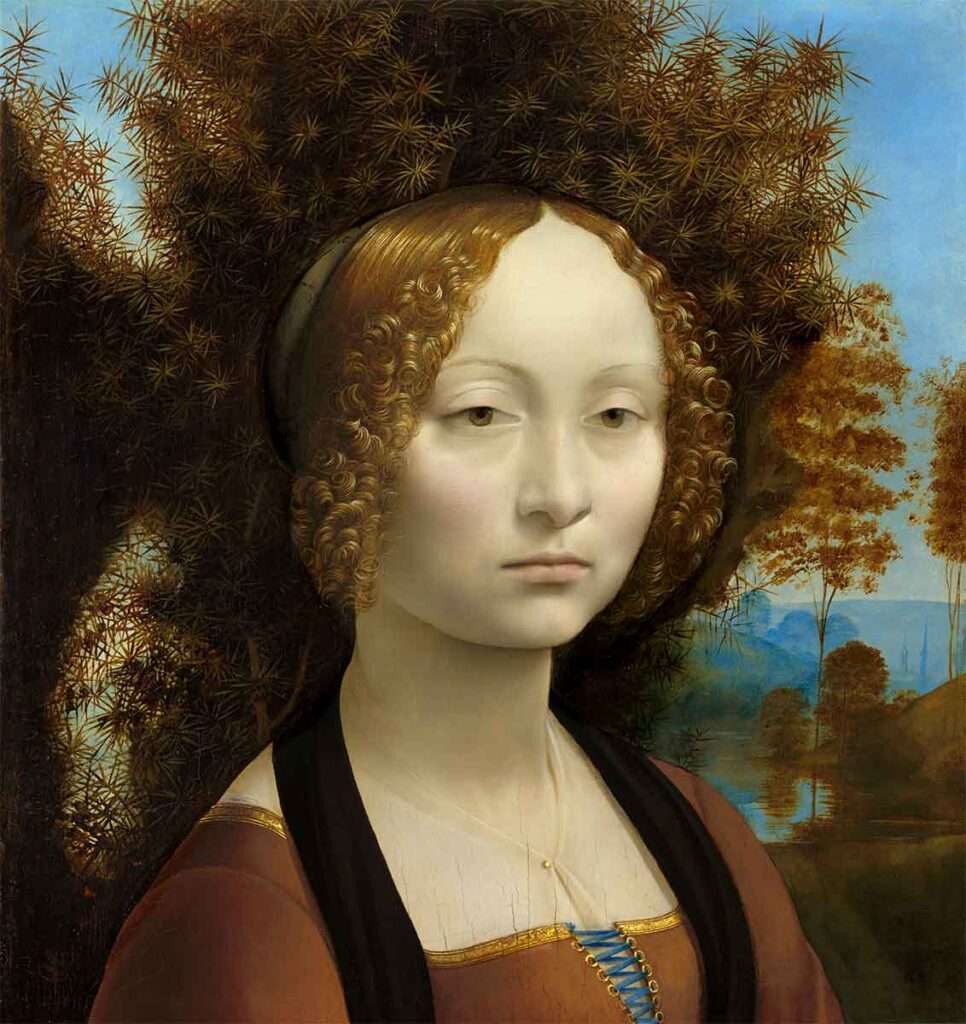 Ginevra d´Benci es un retrato de Leonardo Da Vinci.
