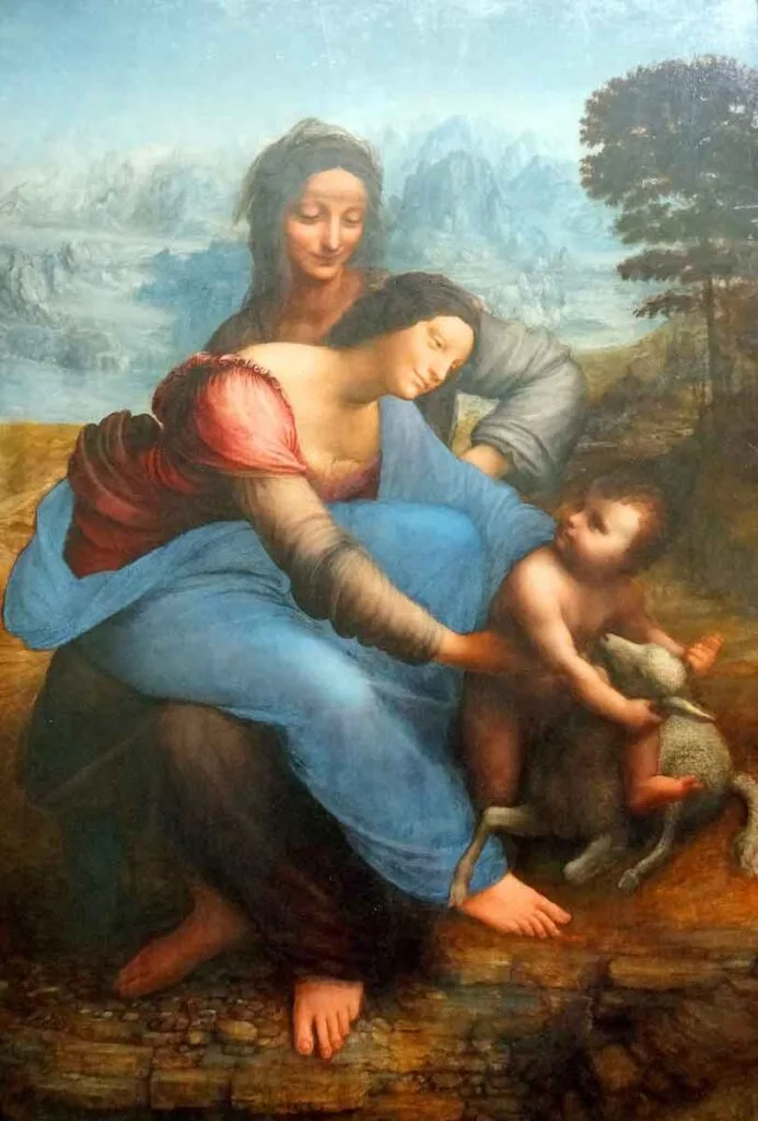 La virgen, el niño Jesús y Santa María pintados por Da Vinci.
