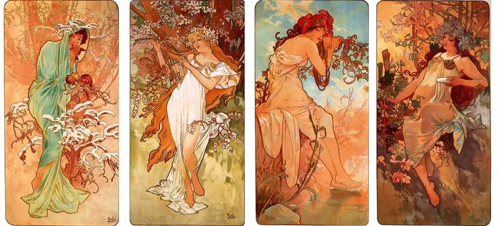 Las estaciones de Alfons Maria Mucha, uno de los cuadros más copiados del artista.