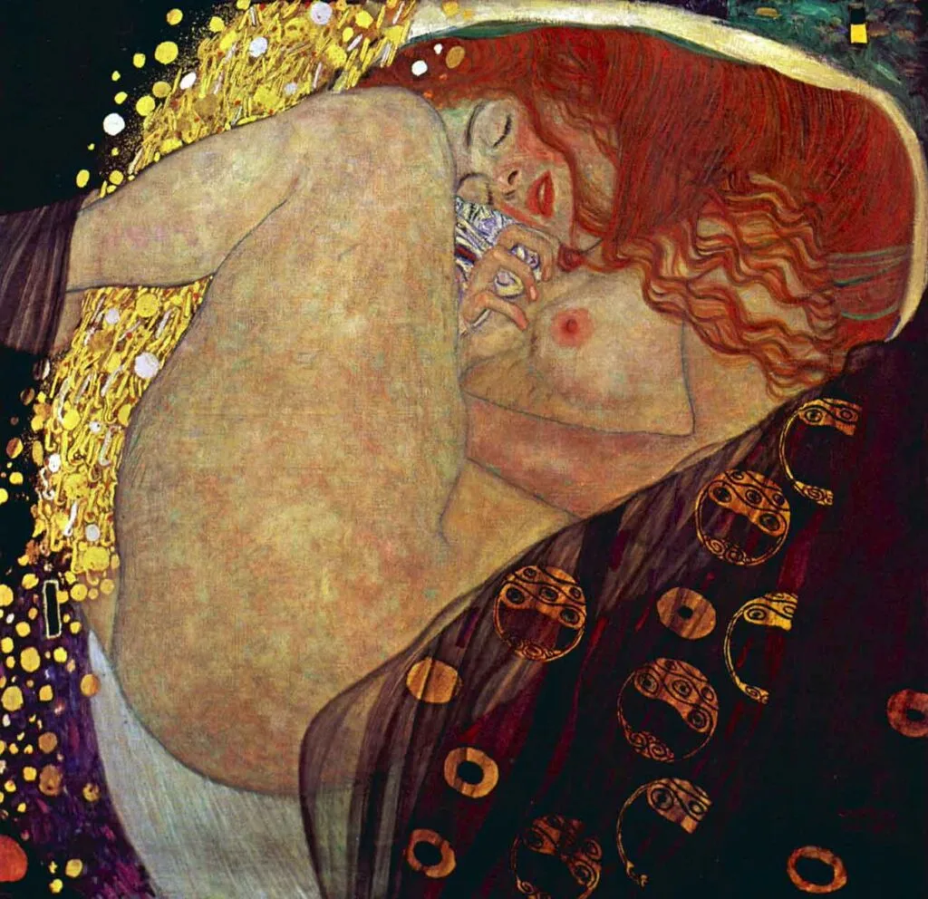 Danae en un cuadro de Gustav Klimt. 