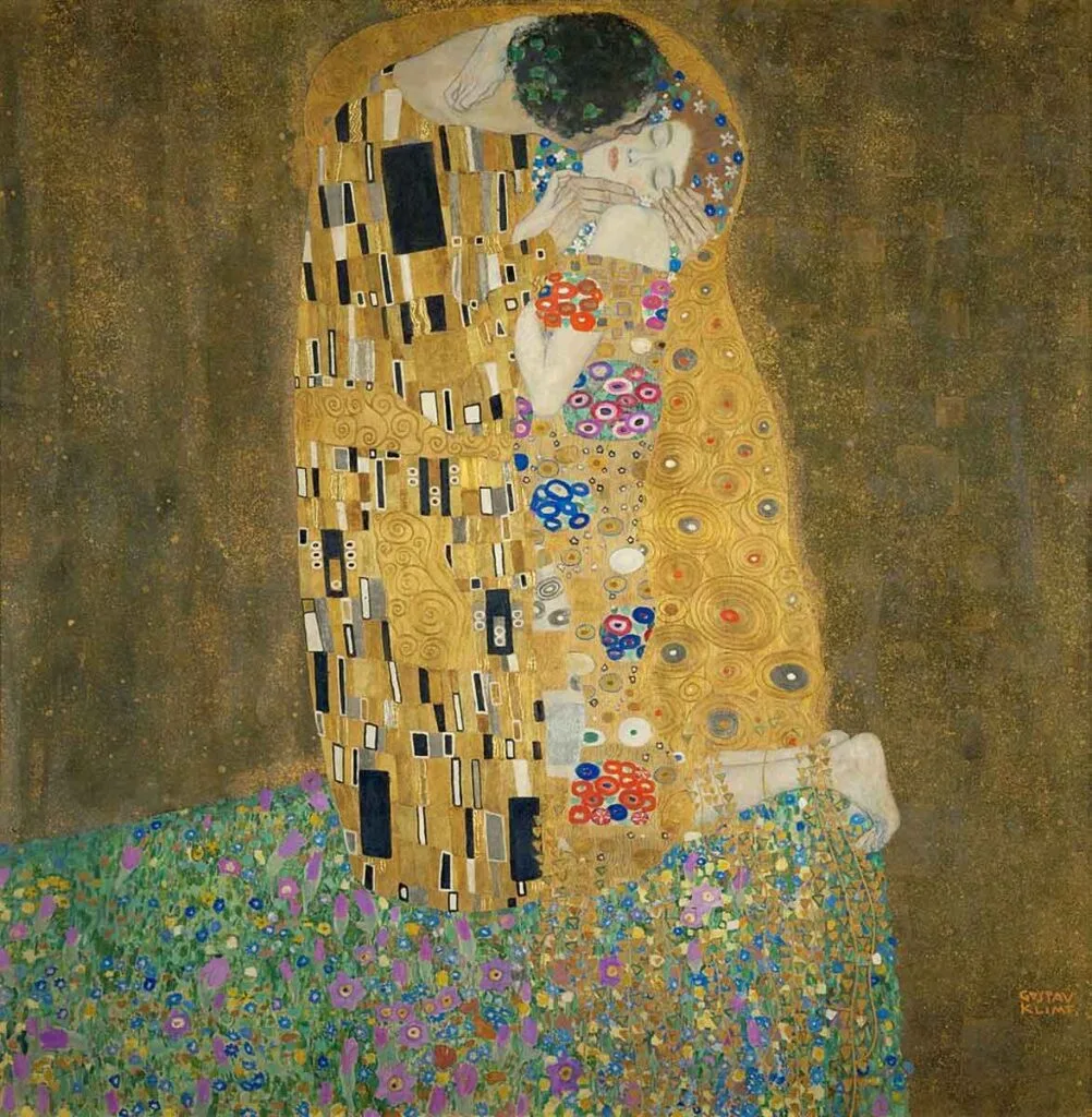 El beso es quizás la obra más famosa de Gustav Klimt. 