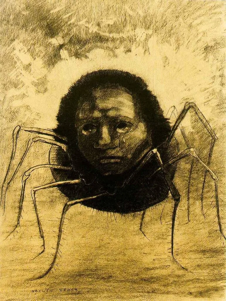 La araña llorando inspiró la araña sonriente, uno de los dibujos más reconocidos de Redon.