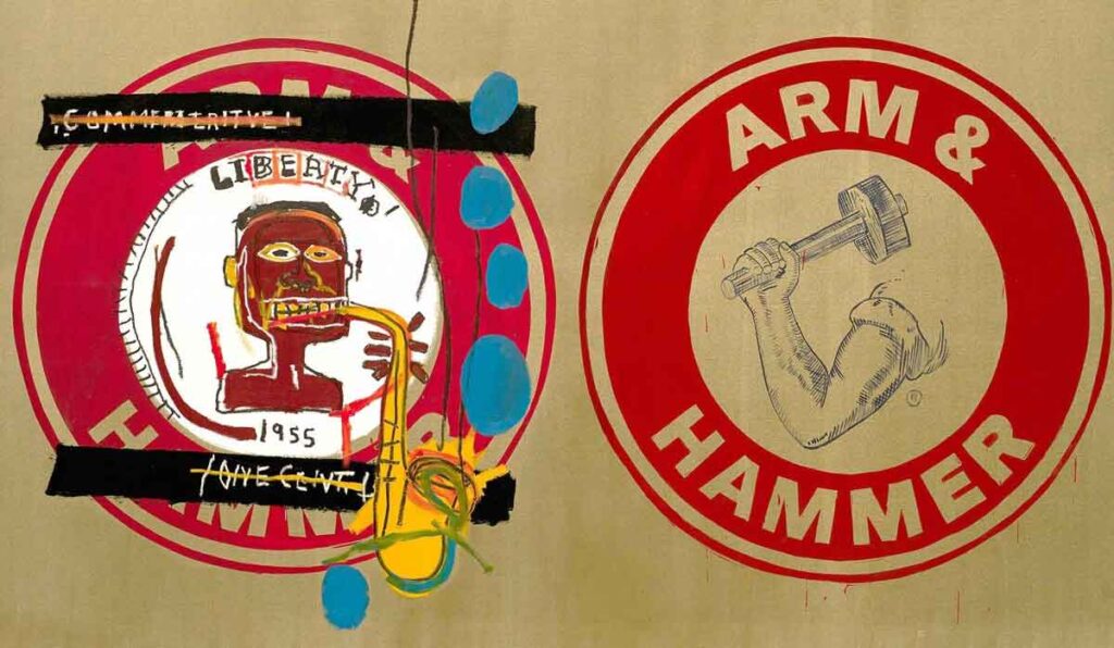 Arm and Hammer es un dibujo de Basquiat realizado sobre un logo diseñado por Andy Warhol.