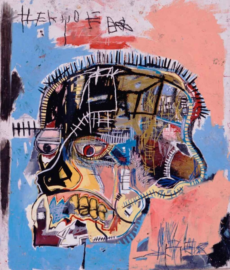 Calavera dibujada sobre un lienzo por Basquiat durante sus comienzos.