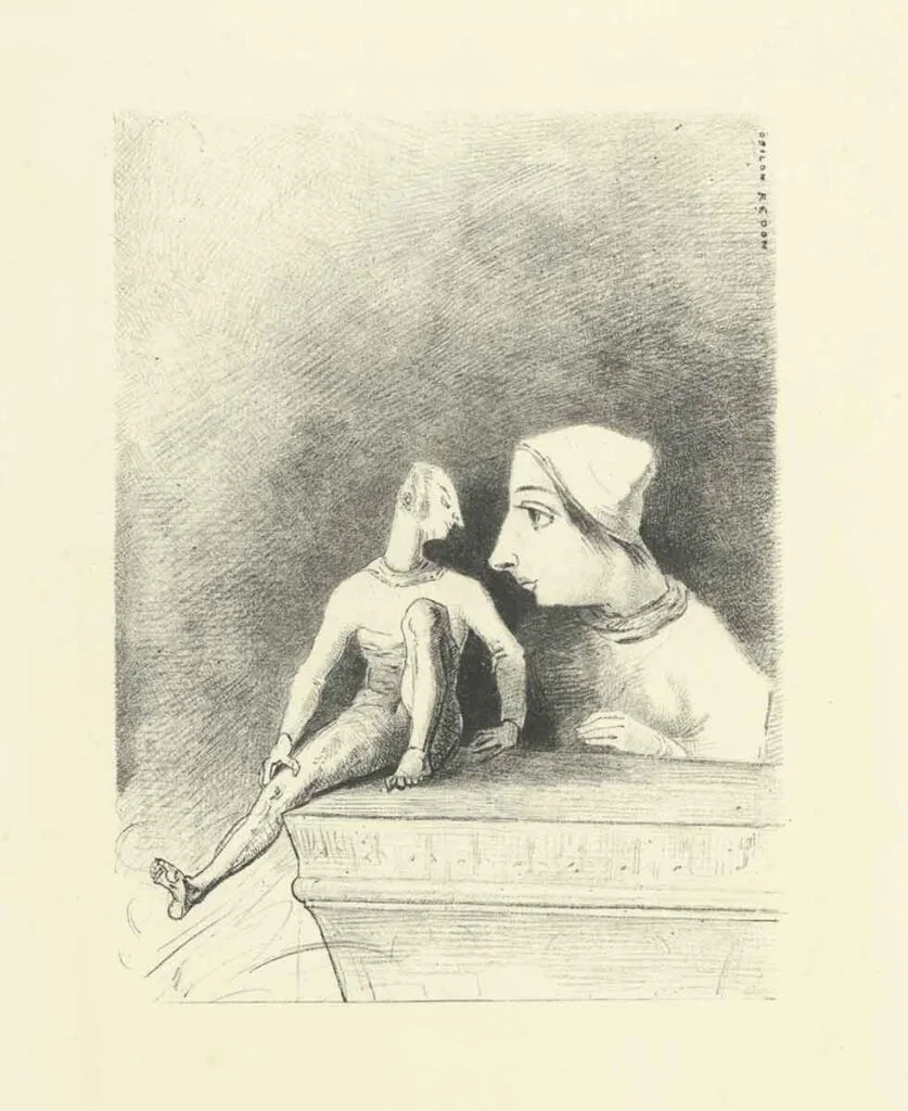 Escena felina dibujada por Redon.
