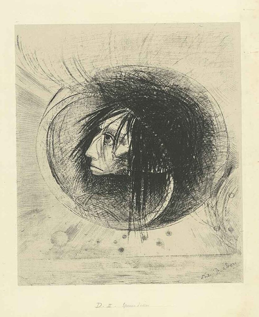 Ilustración de Odilon Redon perteneciente a su obra En el sueño.