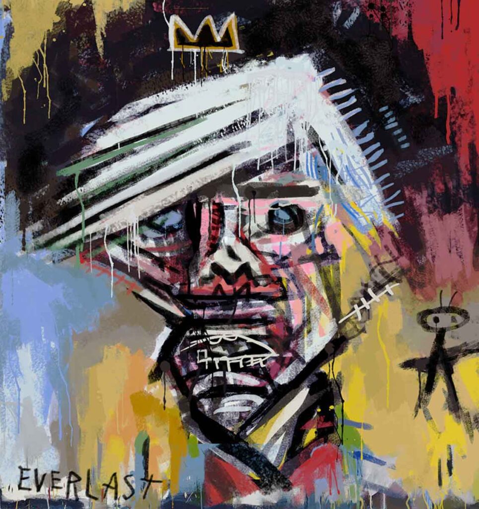 Retrato de Andy Warhol realizado por Basquiat.