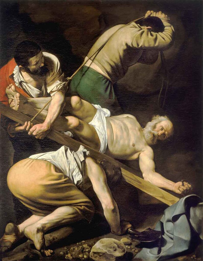La cruxificion de San Pedro es una obra realizada por Caravaggio.